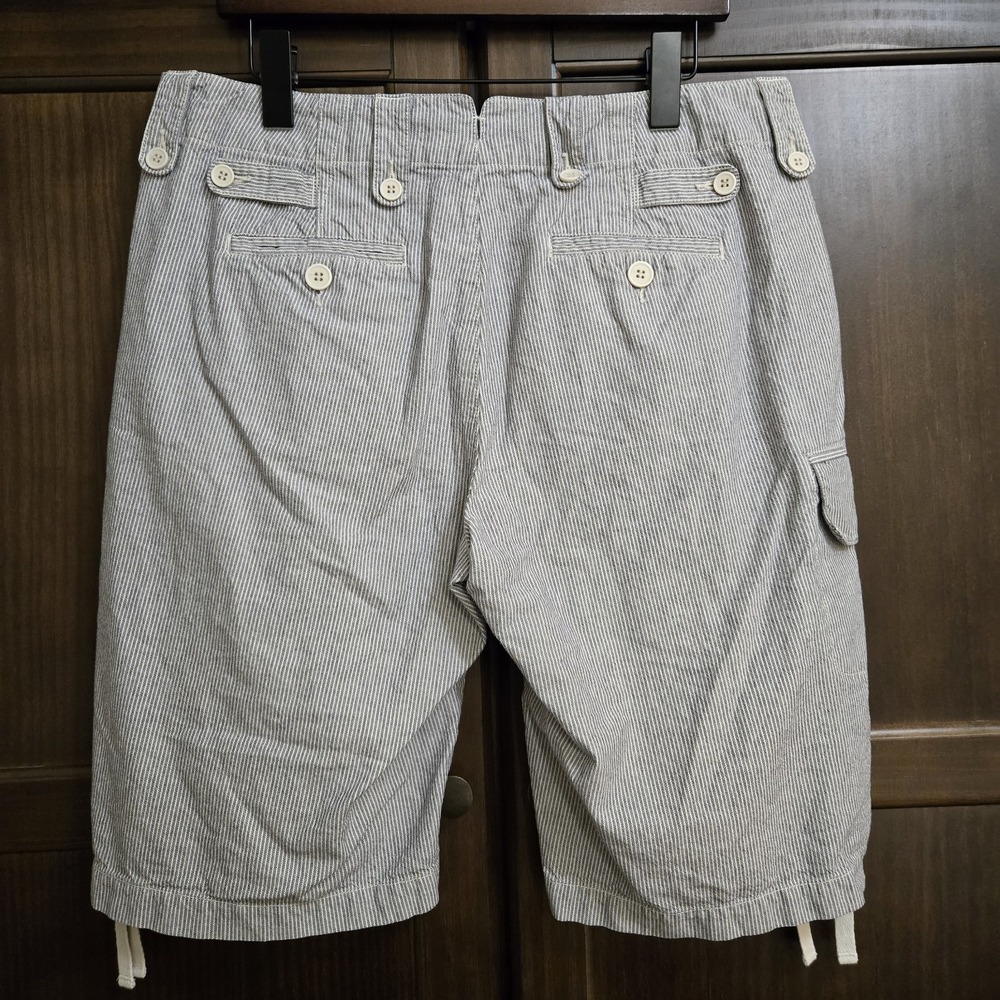 Sundance Womens 12 Blue Coastal Stripe 100% Cotton Shorts Bermuda Cargo Gorpcore - Picture 4 of 14